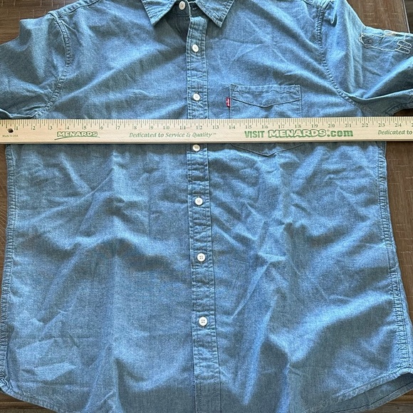 Men’s Levi's One Pocket Chambray Button Shirt Blue Llama Where I'm From Size L - Picture 5 of 8